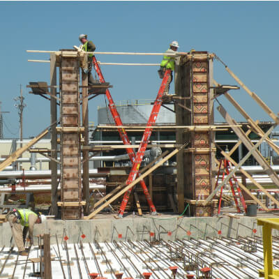 Reinforced concrete contractors at work